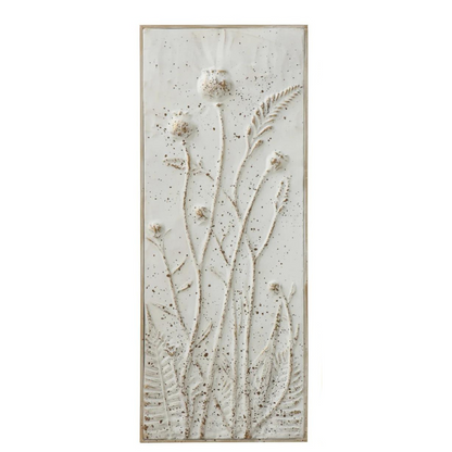Distressed Metal Artwork with Embossed Flowers