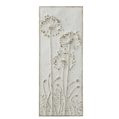 Distressed Metal Artwork with Embossed Flowers