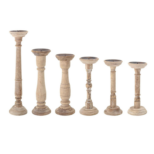 Wood and Metal Candle Holder - Set of 6